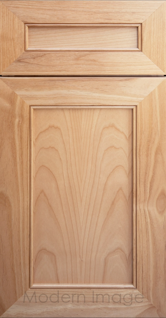 Highland Natural-stained Shaker kitchen cabinet door with wide rails and a flat center panel.